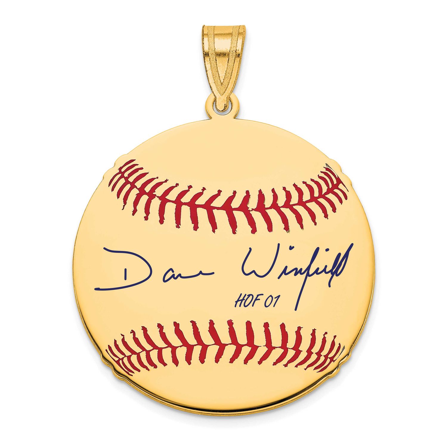 Dave Winfield Hall of Fame Signature Medium Epoxy Baseball Pendant 14k Gold 4YHF10DW01, UPC: