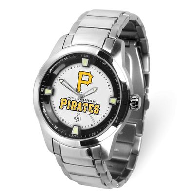Gametime MLB Pittsburgh Pirates P Logo Titan Quartz Watch with Date Stainless Steel XWM3599, UPC: 8…