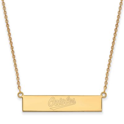 MLB Baltimore Orioles Team Script Small Bar 18 Inch Necklace Gold-plated Sterling Silver GP041ORI-1…