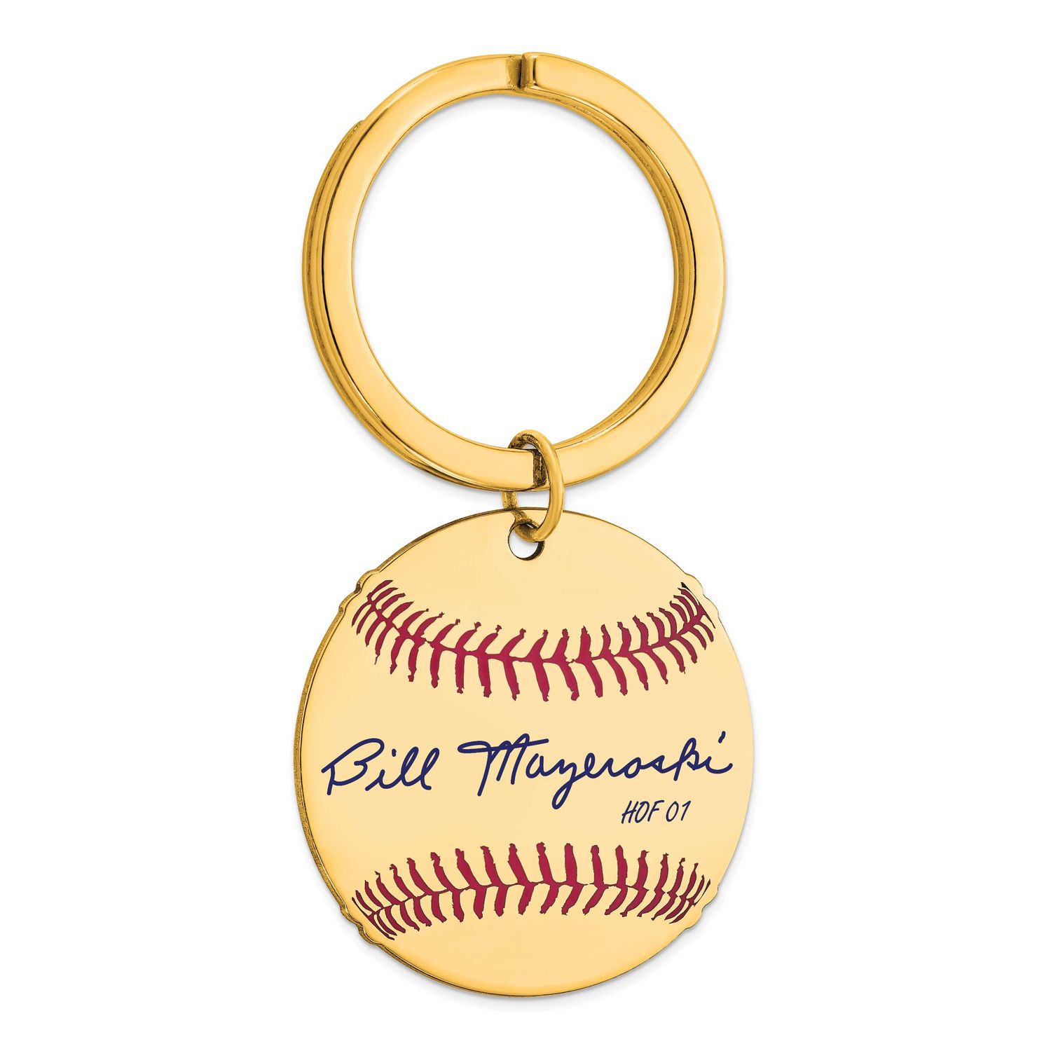 Bill Mazeroski Hall of Fame Signature Epoxy Baseball Keychain Gold-plated Sterling Silver GPHF03BM0…