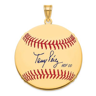 Tony Pcrez Hall of Fame Signature Large Epoxy Baseball Pendant Gold-plated Sterling Silver GPHF02TP…
