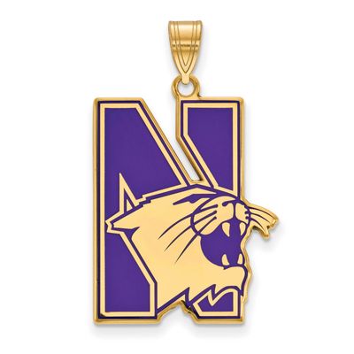 Northwestern University Extra Large Enameled Pendant Gold-plated Sterling Silver GP009NWU, UPC: 886…