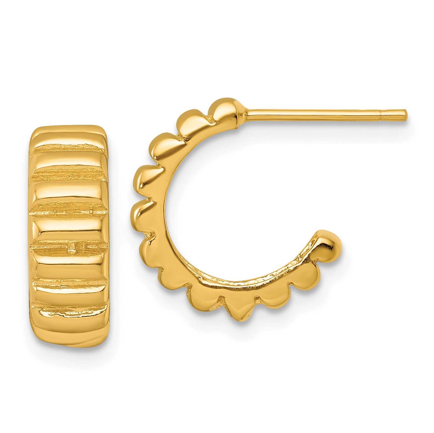 Textured Post Hoop Earrings Sterling Silver Gold-Tone Polished, MPN: QE17980GP, UPC: