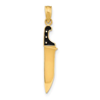 Black Enamel 3-D Butcher Knife Charm 14k Gold, MPN: K7015, UPC: 63721813878