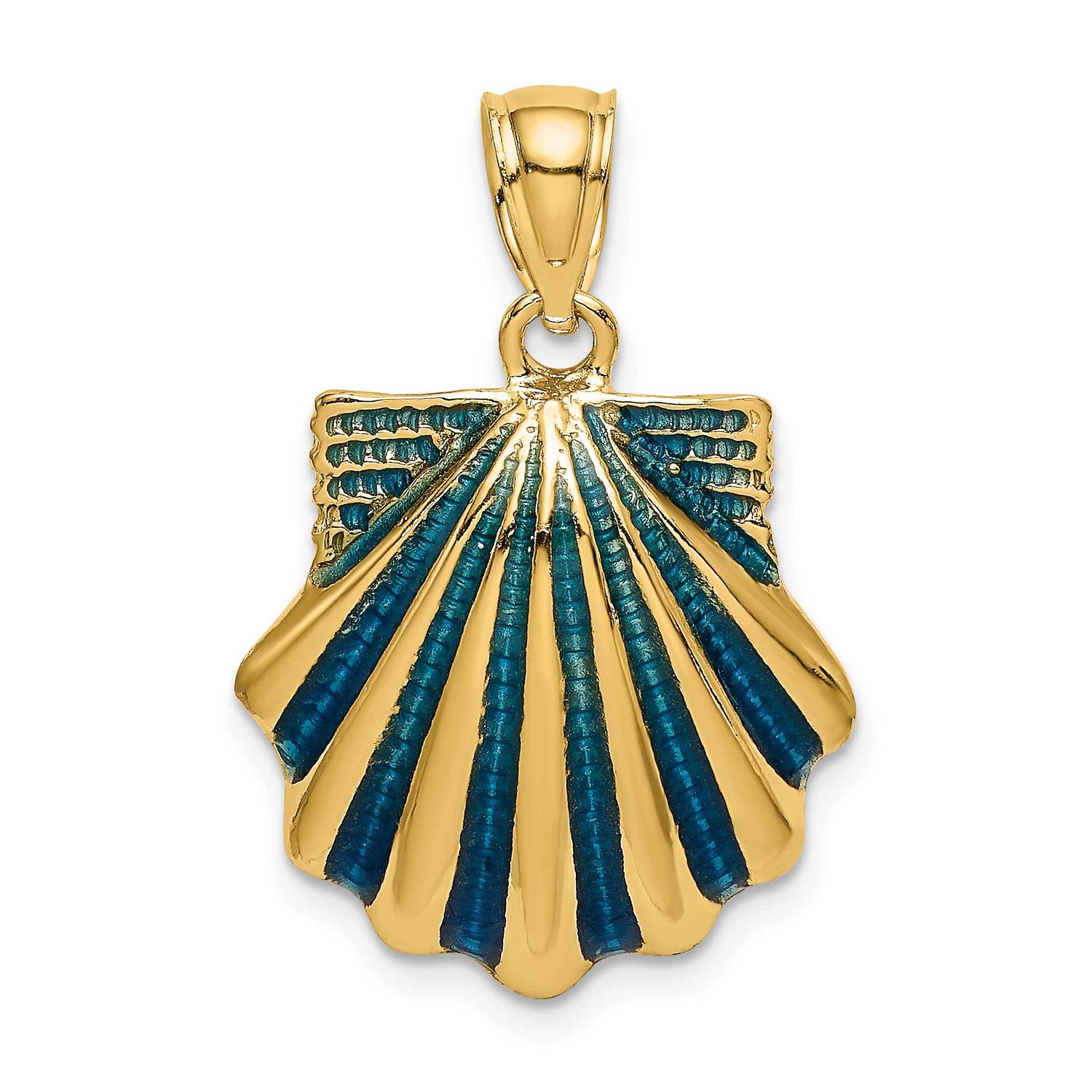 Blue Enamel Scallop Shell Charm 14k Gold, MPN: K7064, UPC: 637218151370