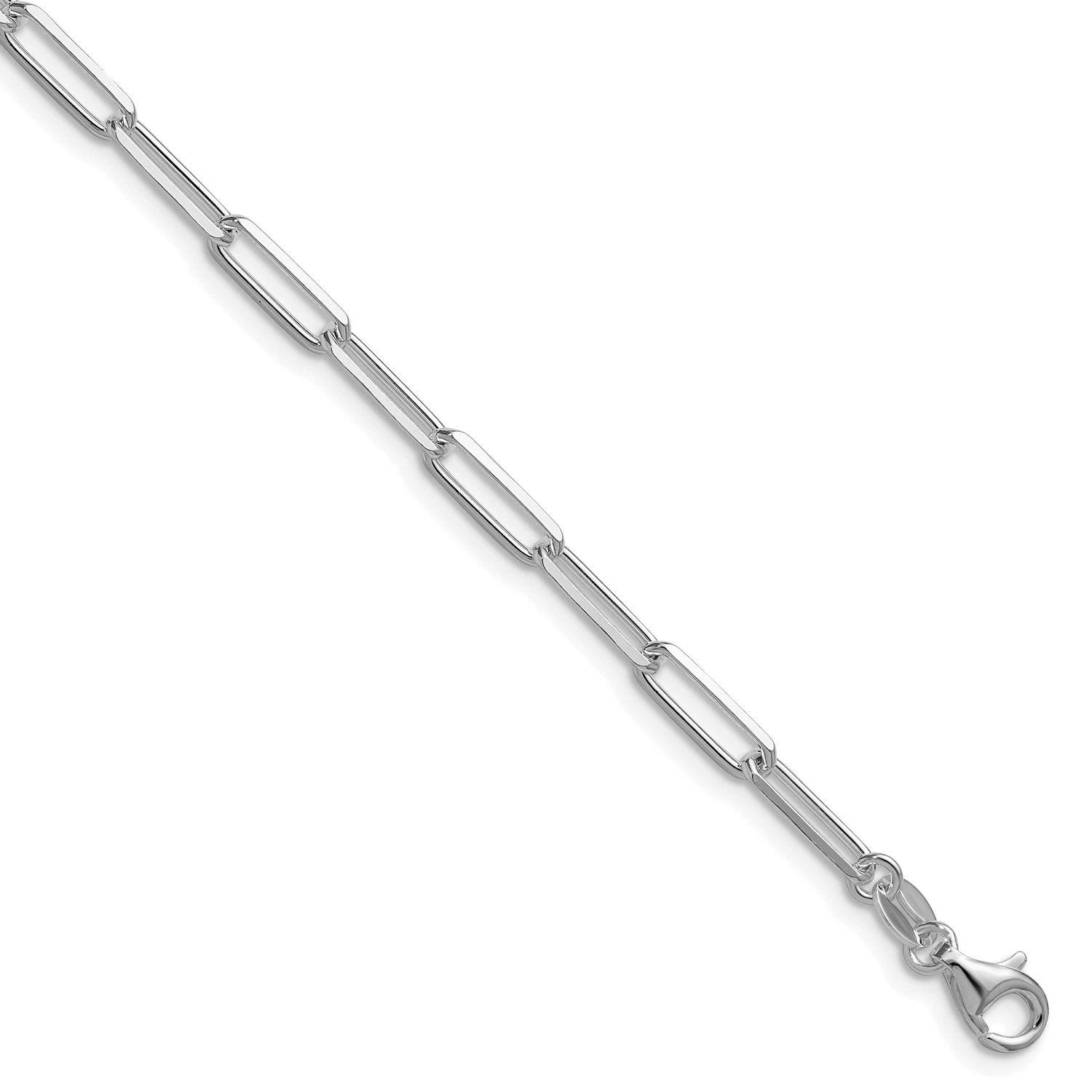 3.5mm Diamond-cut Paperclip Chain 7 Inch Sterling Silver Rhodium-Plated, MPN: QDPC100R-7, UPC: