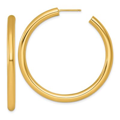 4.0 x 50mm Polished Post Hoop Earrings 14k Gold, MPN: TF2541, UPC: