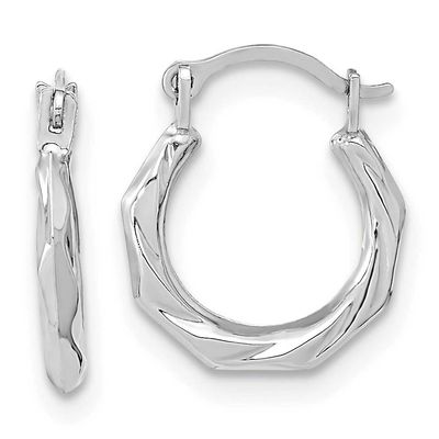Polished Twist Hoop Earrings 10k White Gold, MPN: 10YE1899W, UPC: