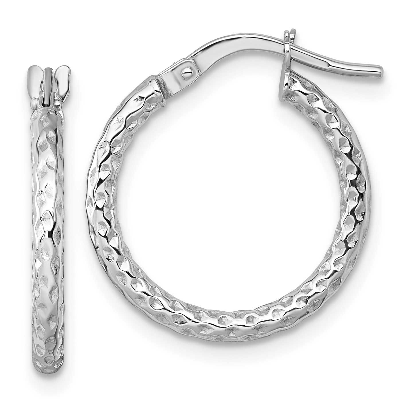 Polished Diamond-Cut Hoop Earrings 14k White Gold, MPN: TF2408W, UPC: