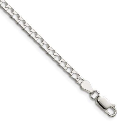 3.25mm Diamond-cut Square Curb Chain 8 Inch Sterling Silver, MPN: QFOC120-8, UPC: