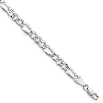 6.1mm Flat Diamond-cut Pave Figaro Chain 7 Inch Sterling Silver, MPN: QPF140-7, UPC: