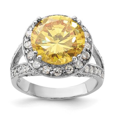 Yellow &amp; Clear CZ Ring Sterling Silver Polished, MPN: QR2195, UPC: 191101284571