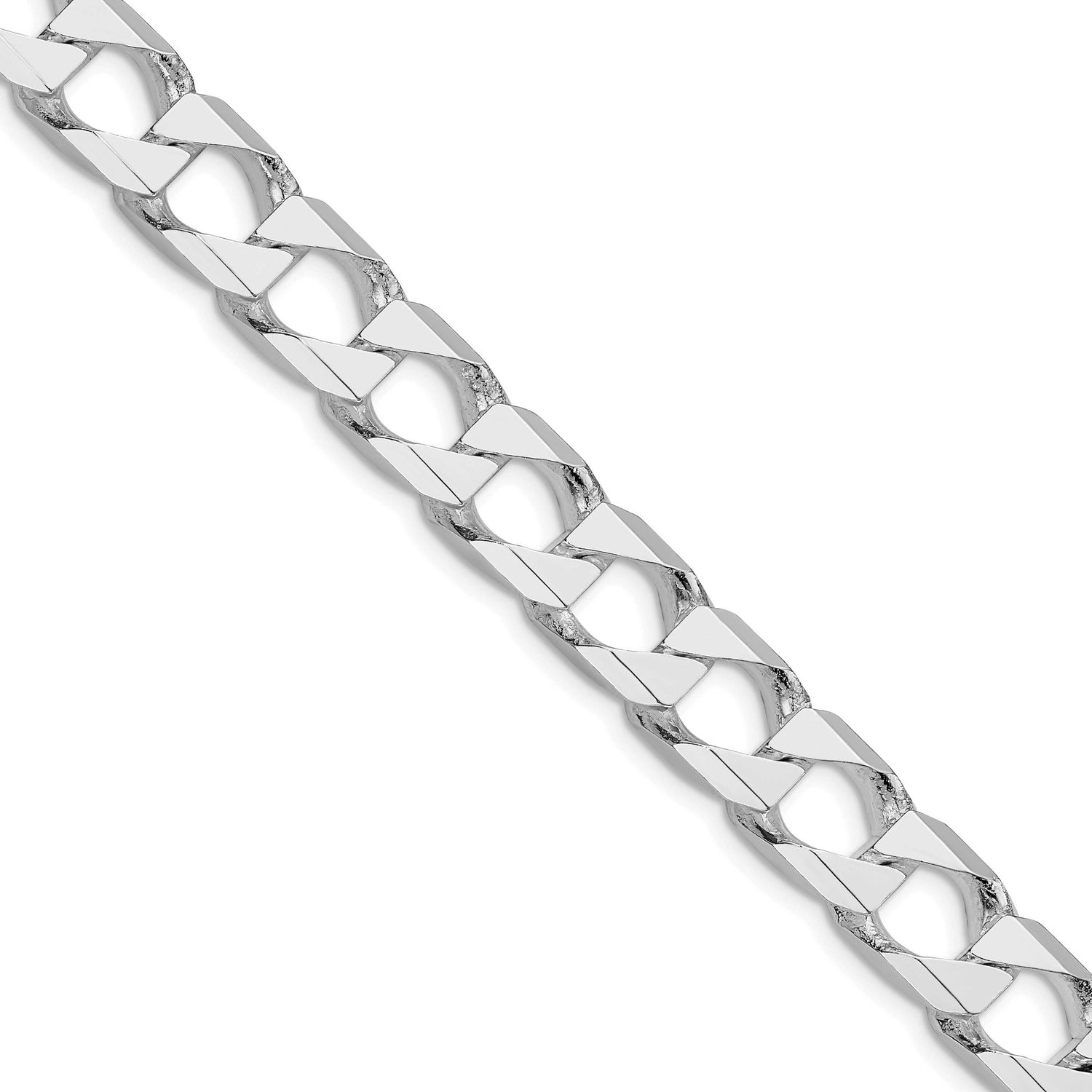 10.3mm Diamond-cut Square Curb Chain 20 Inch Sterling Silver Rhodium-Plated, MPN: QFOC350R-20, UPC: