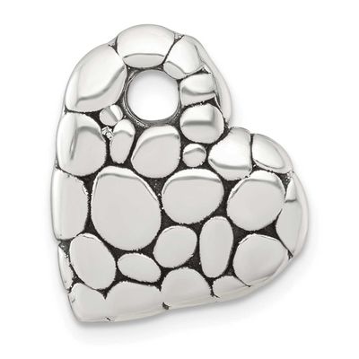 Antiqued Pebbled Heart Chain Slide Pendant 20.7 Inch Sterling Silver Polished, MPN: QC11551ATQ, UPC:
