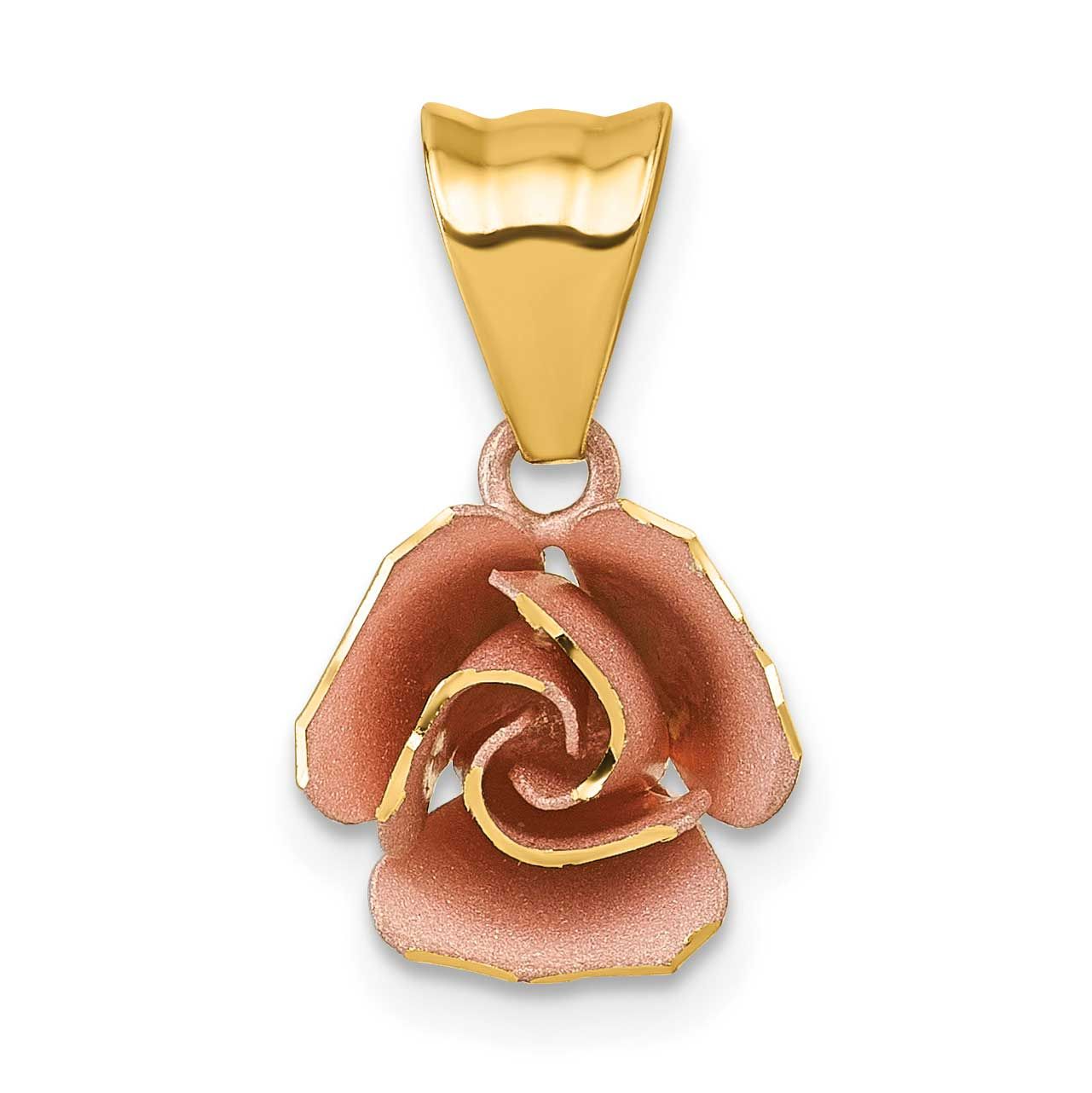 Rose Plating Brushed Rose Flower Pendant 14k Gold, MPN: SF3303R, UPC: