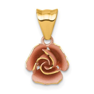 Rose Plating Brushed Rose Flower Pendant 14k Gold, MPN: SF3303R, UPC: