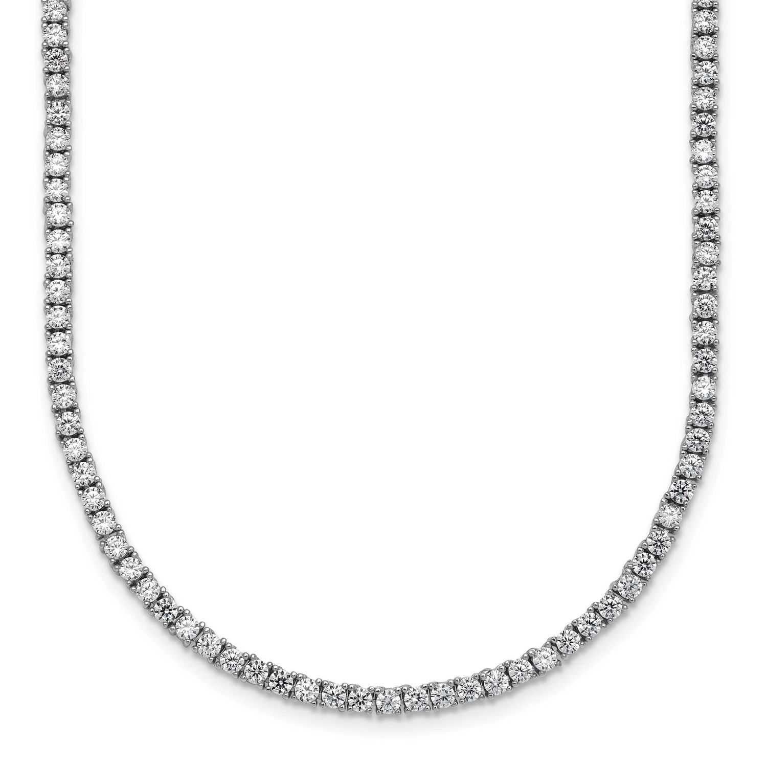 CZ Tennis Necklace Sterling Silver Rhodium-Plated, MPN: QG6994-18, UPC: