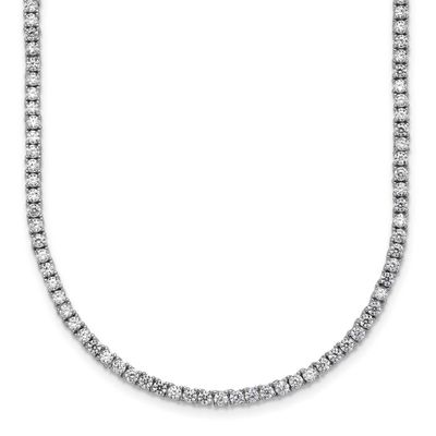CZ Tennis Necklace Sterling Silver Rhodium-Plated, MPN: QG6994-18, UPC: