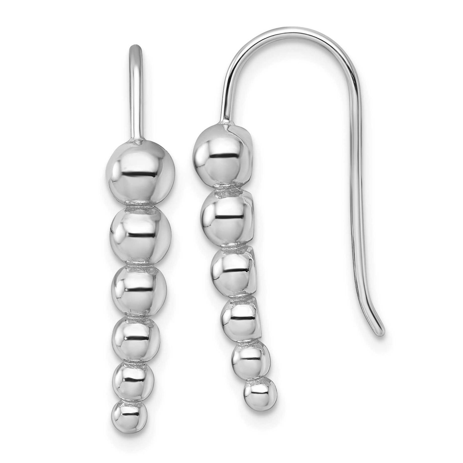 Graduated Beaded Shepherd Hook Earrings Sterling Silver Rhodium-Plated, MPN: QG6949E, UPC: