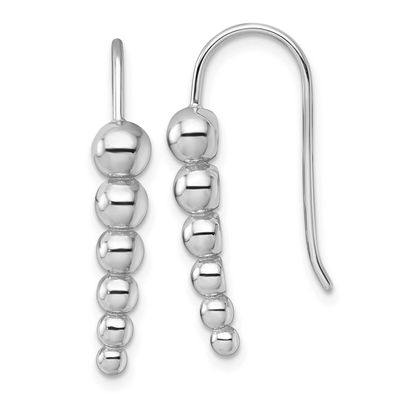 Graduated Beaded Shepherd Hook Earrings Sterling Silver Rhodium-Plated, MPN: QG6949E, UPC: