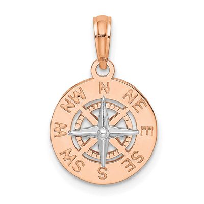 White Gold Mini Nautical Compass Pendant 14k Rose Gold, MPN: K7894R, UPC: 63721818606