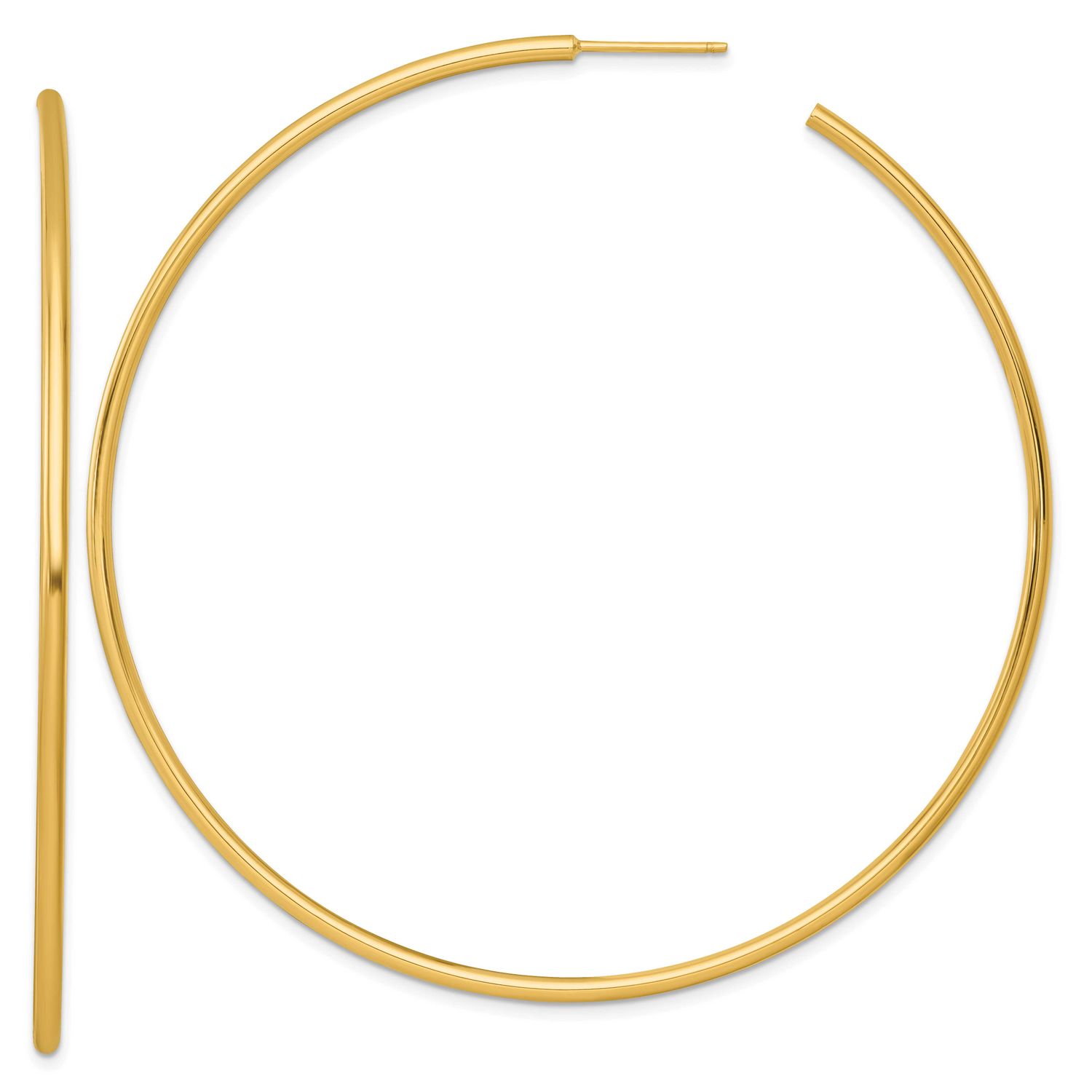 2.0 x 75mm Polished Post Hoop Earrings 14k Gold, MPN: TF2514, UPC: