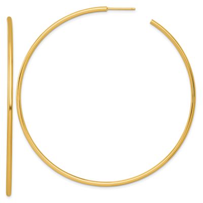 2.0 x 75mm Polished Post Hoop Earrings 14k Gold, MPN: TF2514, UPC: