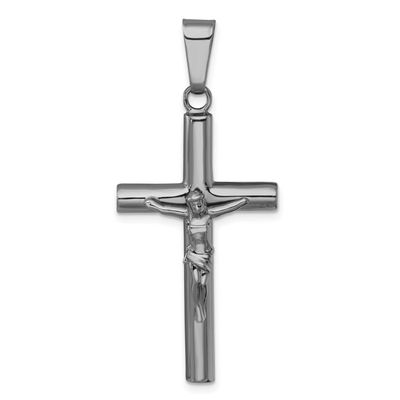 Ruthenium Finish Polished Crucifix Pendant Sterling Silver, MPN: QC11650, UPC: