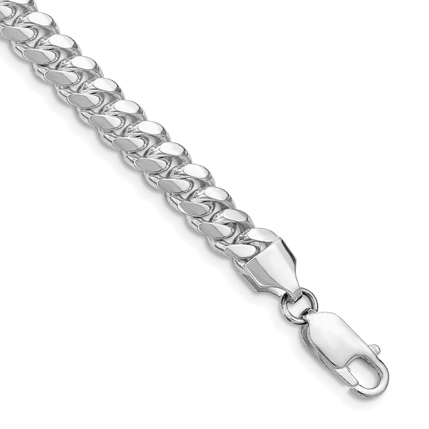 6.4mm Polished Domed Curb Chain 7 Inch Sterling Silver Rhodium-Plated, MPN: QDB180R-7, UPC:
