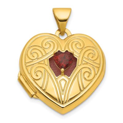 Garnet January Birthstone 18mm Heart Locket 14k Gold Polished, MPN: XL881JAN, UPC: