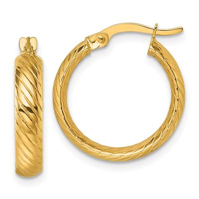Textured Hoop Earrings 10k Gold Polished, MPN: 10TC1063, UPC:
