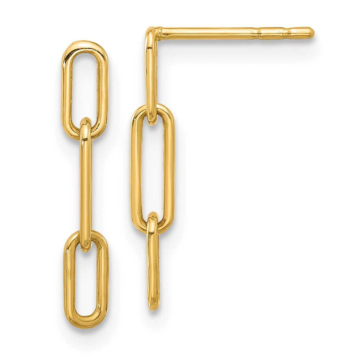 Open Link Post Dangle Earrings 10k Gold Polished, MPN: 10YE2177, UPC: