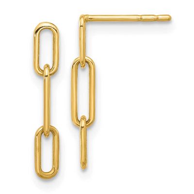 Open Link Post Dangle Earrings 10k Gold Polished, MPN: 10YE2177, UPC: