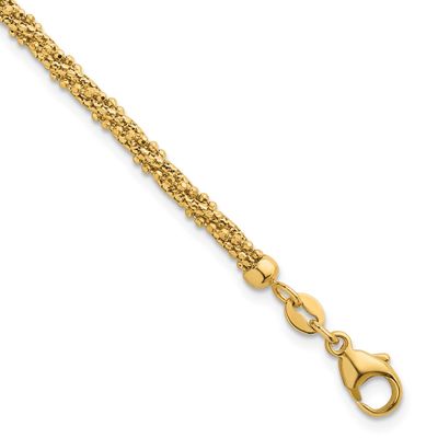 Textured Twisted Fancy Beaded 3mm Bracelet 14k Gold, MPN: SF3194-7.75, UPC: