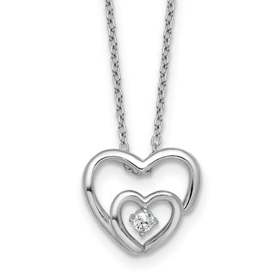 CZ Hearts 16 Inch with 2 Inch Extension Necklace Sterling Silver Rhodium-Plated, MPN: QG7035-16, UP…