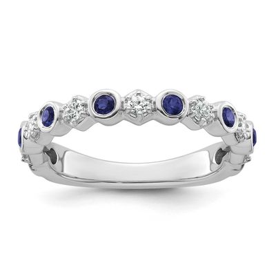 Polished Diamond and Sapphire Fashion Ring 14k White Gold, MPN: RM10784-SA-027-WAA, UPC: