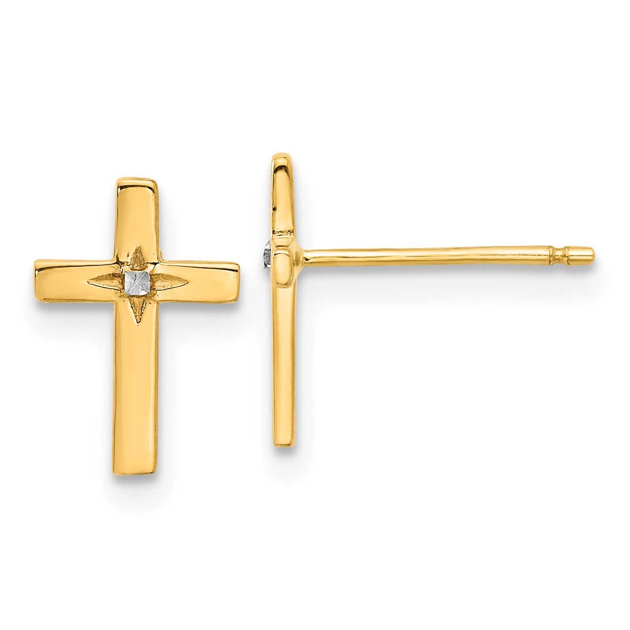White Rhodium Cross Post Earrings 10k Gold, MPN: 10TF2375, UPC: