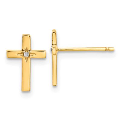 White Rhodium Cross Post Earrings 10k Gold, MPN: 10TF2375, UPC: