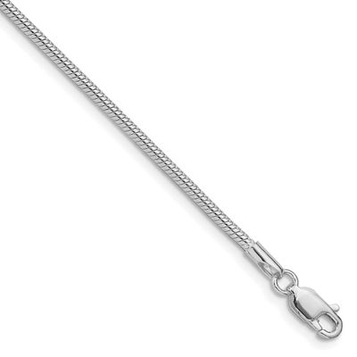 1.75mm Snake Chain 7 Inch Sterling Silver Rhodium-Plated, MPN: QSN050R-7, UPC: