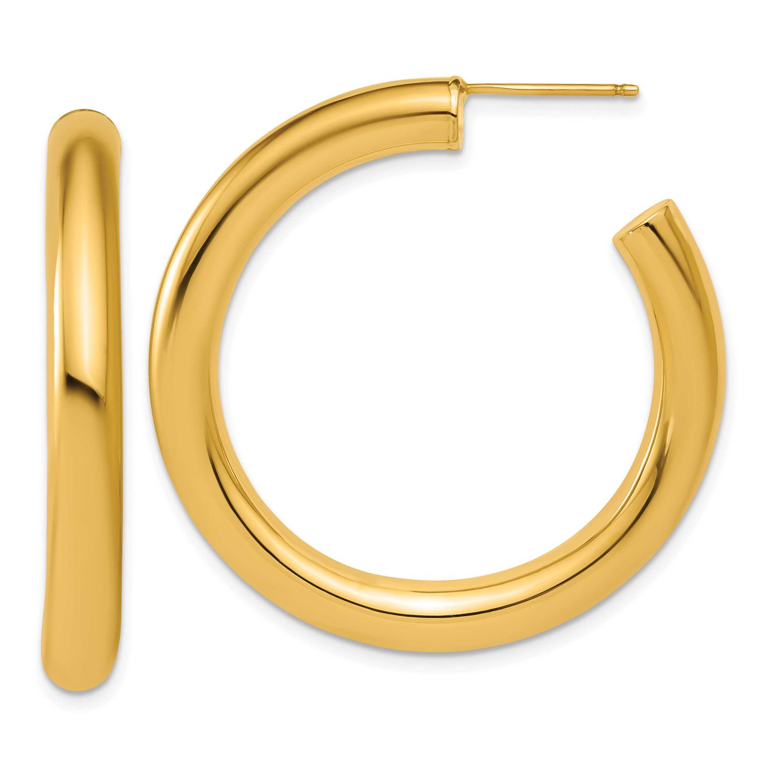 5.0 x 40mm Polished Post Hoop Earrings 14k Gold, MPN: TF2527, UPC: