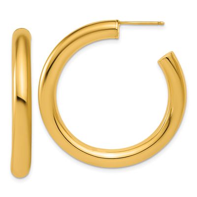 5.0 x 40mm Polished Post Hoop Earrings 14k Gold, MPN: TF2527, UPC: