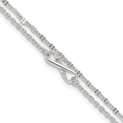Infinity 2-Strand 9 Inch Plus 1 Inch Extension Anklet Sterling Silver Polished, MPN: QG6877-9, UPC: