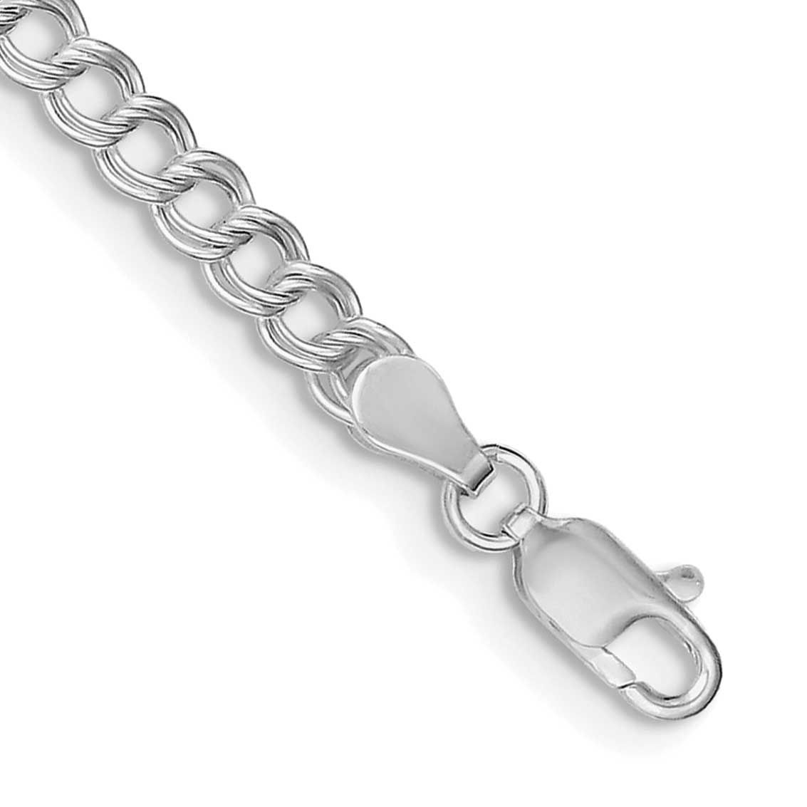 4.25mm Double Link Charm Bracelet Sterling Silver Rhodium-Plated, MPN: QCH060R-7, UPC: