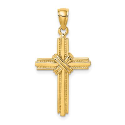 Beaded Center Design Cross Charm 10k Gold, MPN: 10K8390, UPC: