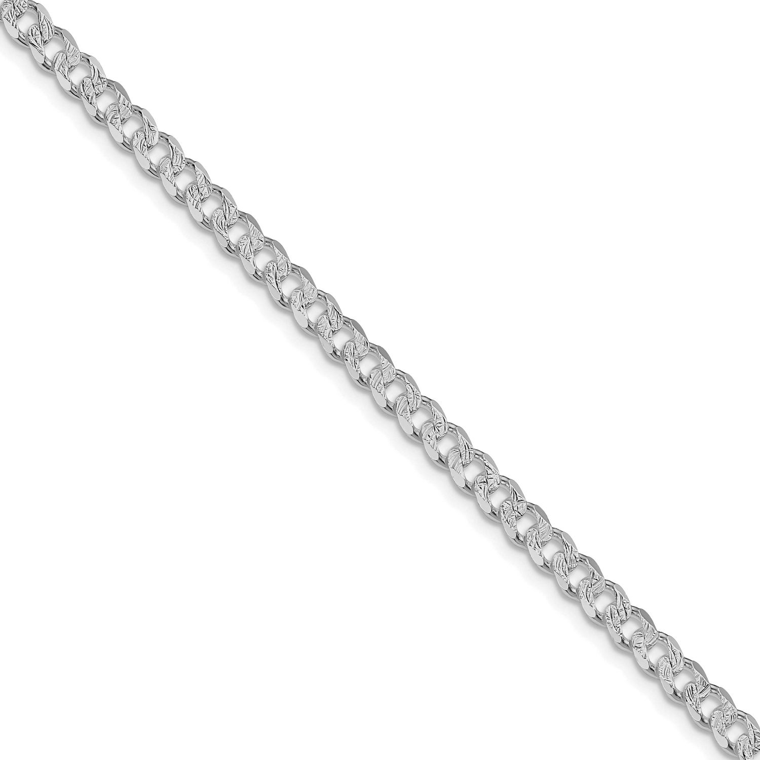 4.5mm Pavc Curb Chain 20 Inch Sterling Silver Rhodium-Plated, MPN: QCF120R-20, UPC: