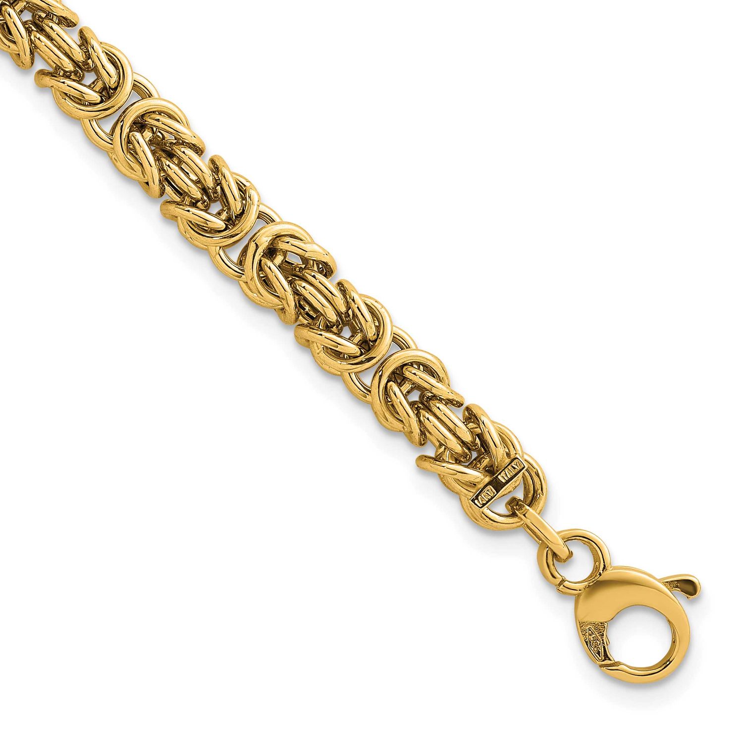 7.5 Inch Rounded Byzantine Link Bracelet 14k Gold Polished, MPN: SF3196-7.5, UPC: