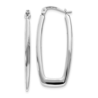 Polished 2.25mm Rectangle Hoop Earrings 10k White Gold, MPN: 10TH291, UPC: