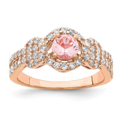 Rose Gold-Plated Imitation Pinksapphire/CZ Ring Sterling Silver, MPN: QR7128, UPC: 883957960524