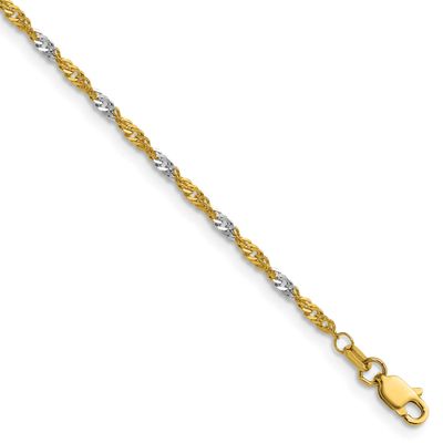 1.9mm Singapore Chain 7 Inch 14k Gold with Rhodium, MPN: PEN335-7, UPC:
