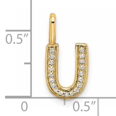 Diamond Letter U Initial Pendant 14k Gold, MPN: PM8367U-006-YA, UPC: